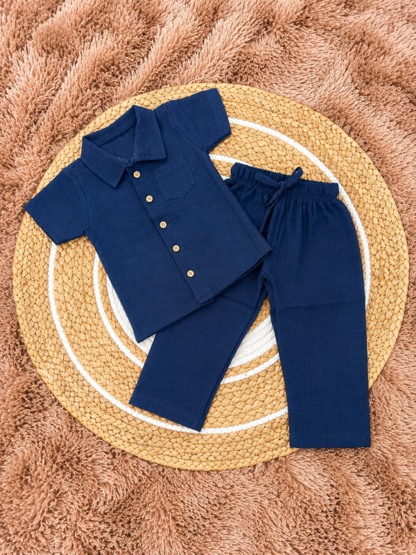 Crinkle- Top & Pant Navy Blue