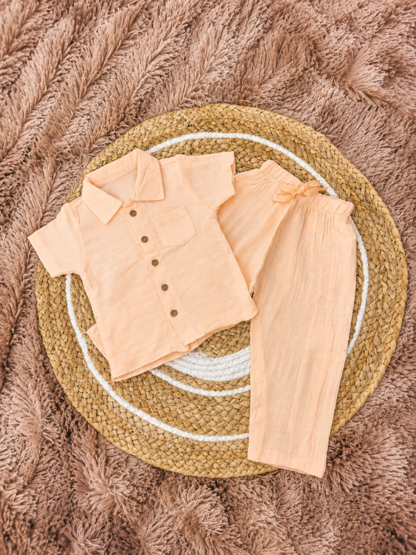 Crinkle- Top & Pant Peach