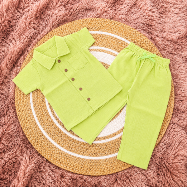 Crinkle- Top & Pant Parrot Green