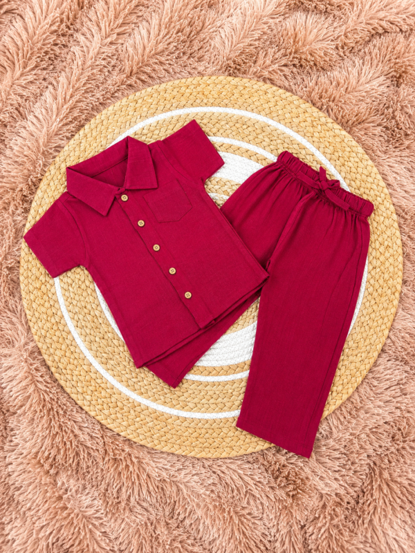 Crinkle- Top & Pant wine