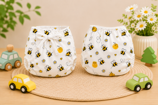 Padded Nappies - White Bee